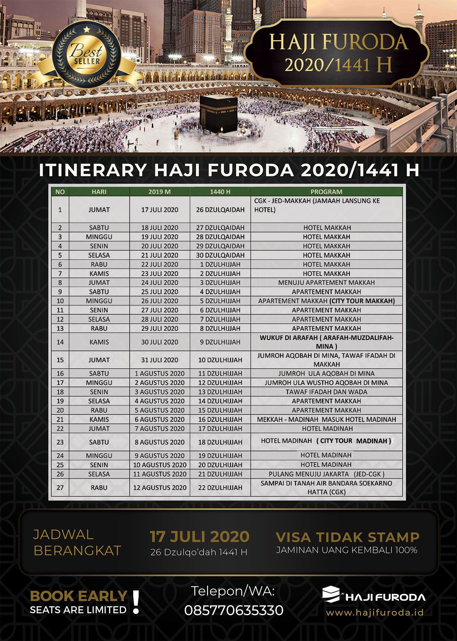 Itinerary Haji Furoda 2020
