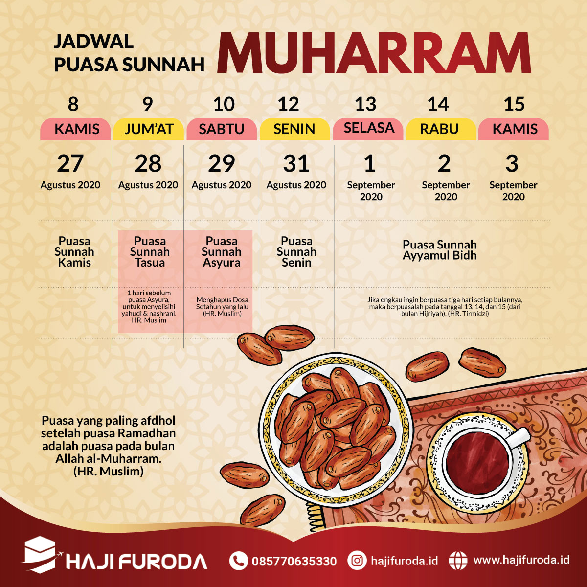 Jadwal Puasa Sunnah Bulan Muharram 1442 H - Haji Furoda